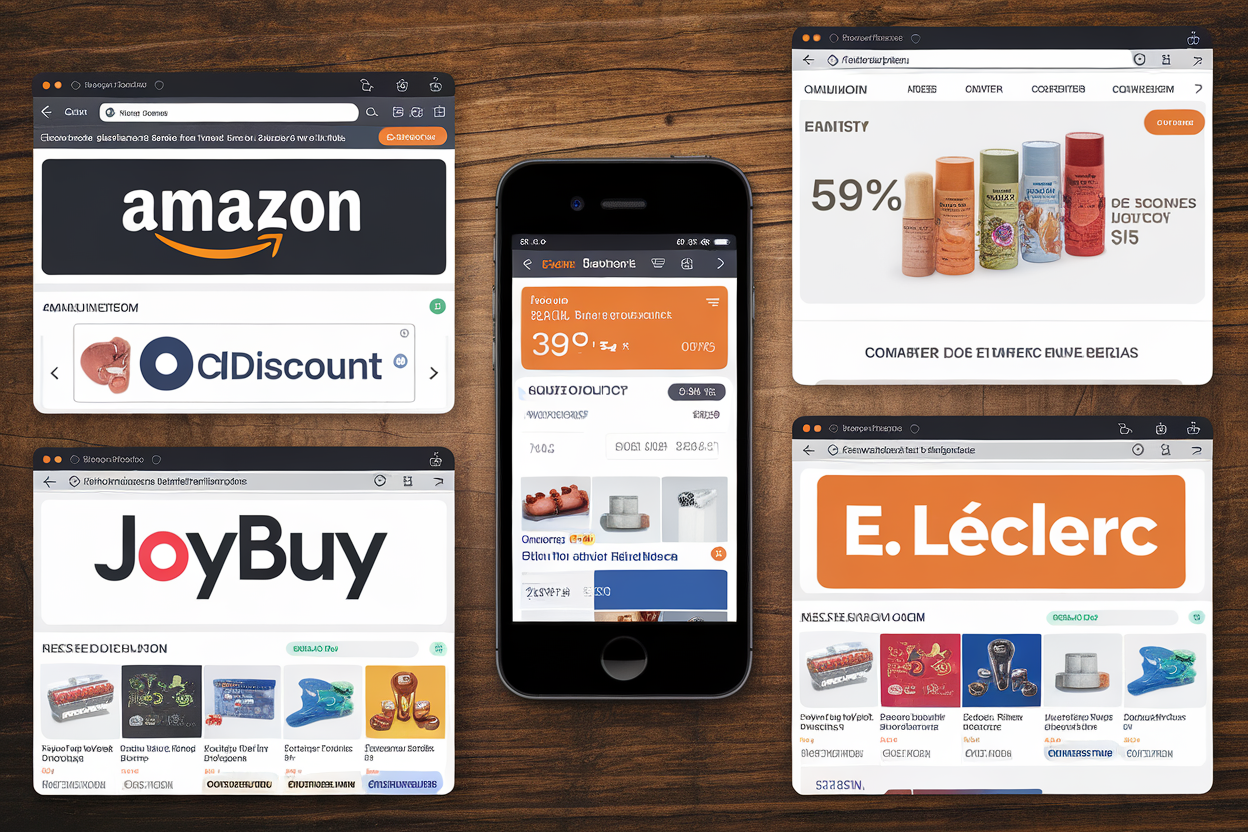 Qui vend quoi: Amazon, Cdiscount, JoyBuy, E. Leclerc, comparateurs