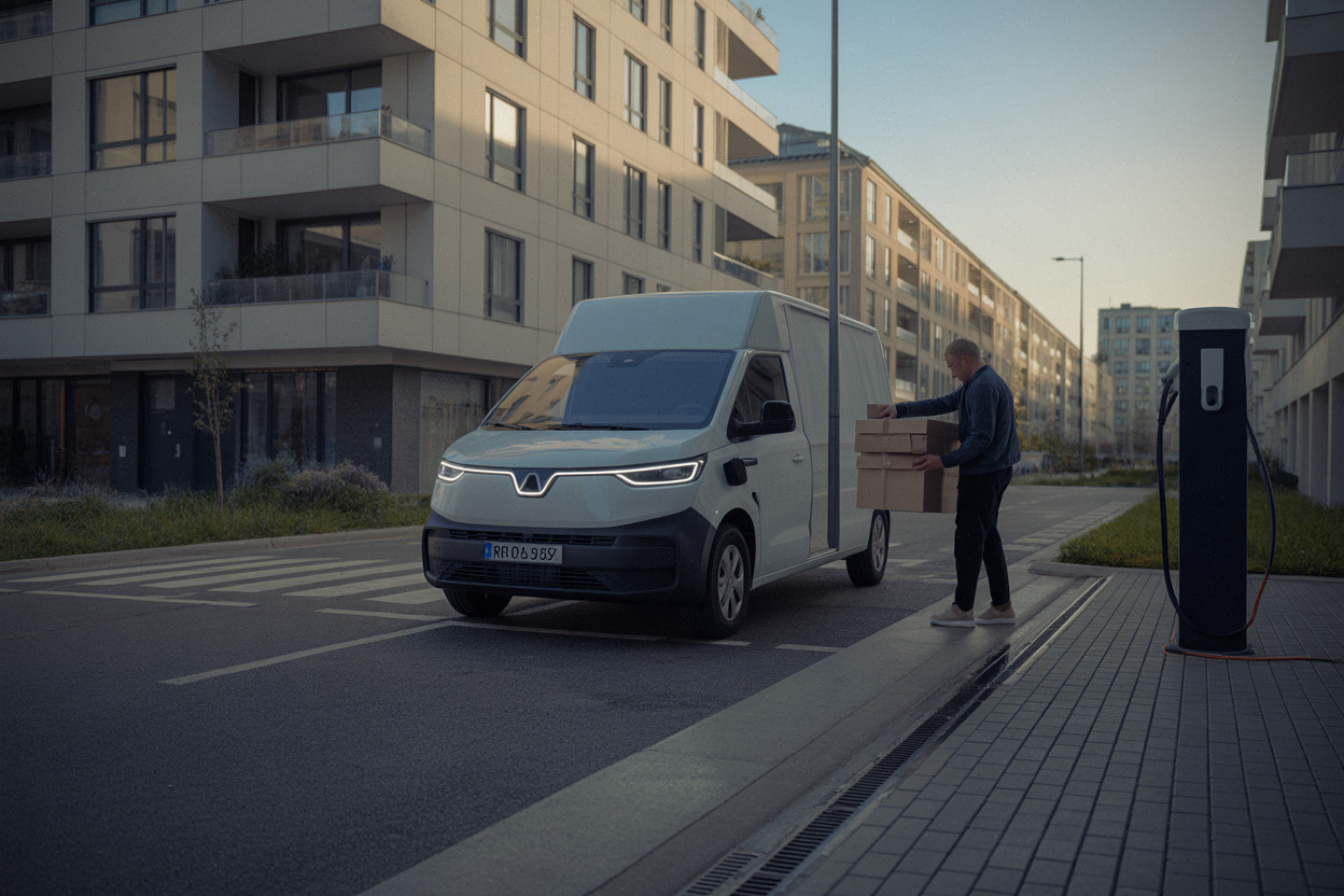 Utilitaire électrique Renault utilisé pour une livraison urbaine professionnelle