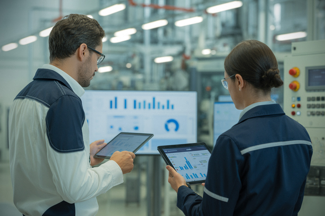 PME industrielle analysant des données de production sécurisées