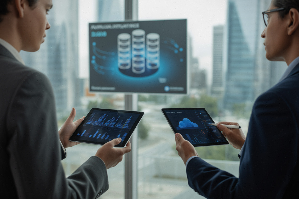 Dirigeants technologiques discutant d’un contrat cloud pour l’IA