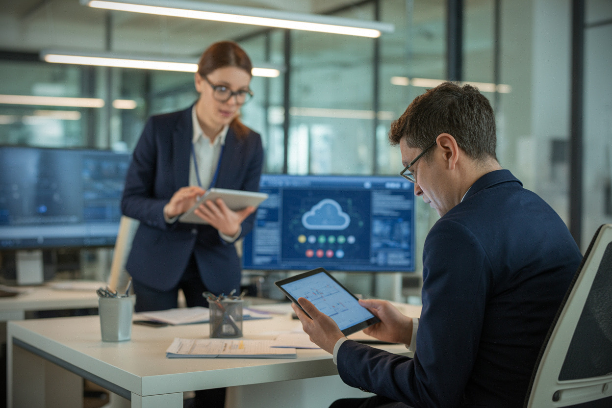 Agents publics analysant des contrats cloud conformes au RGPD