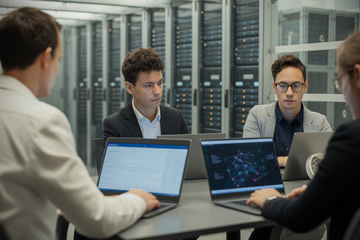 Équipe d’entreprise testant des outils d’IA générative dans le cloud