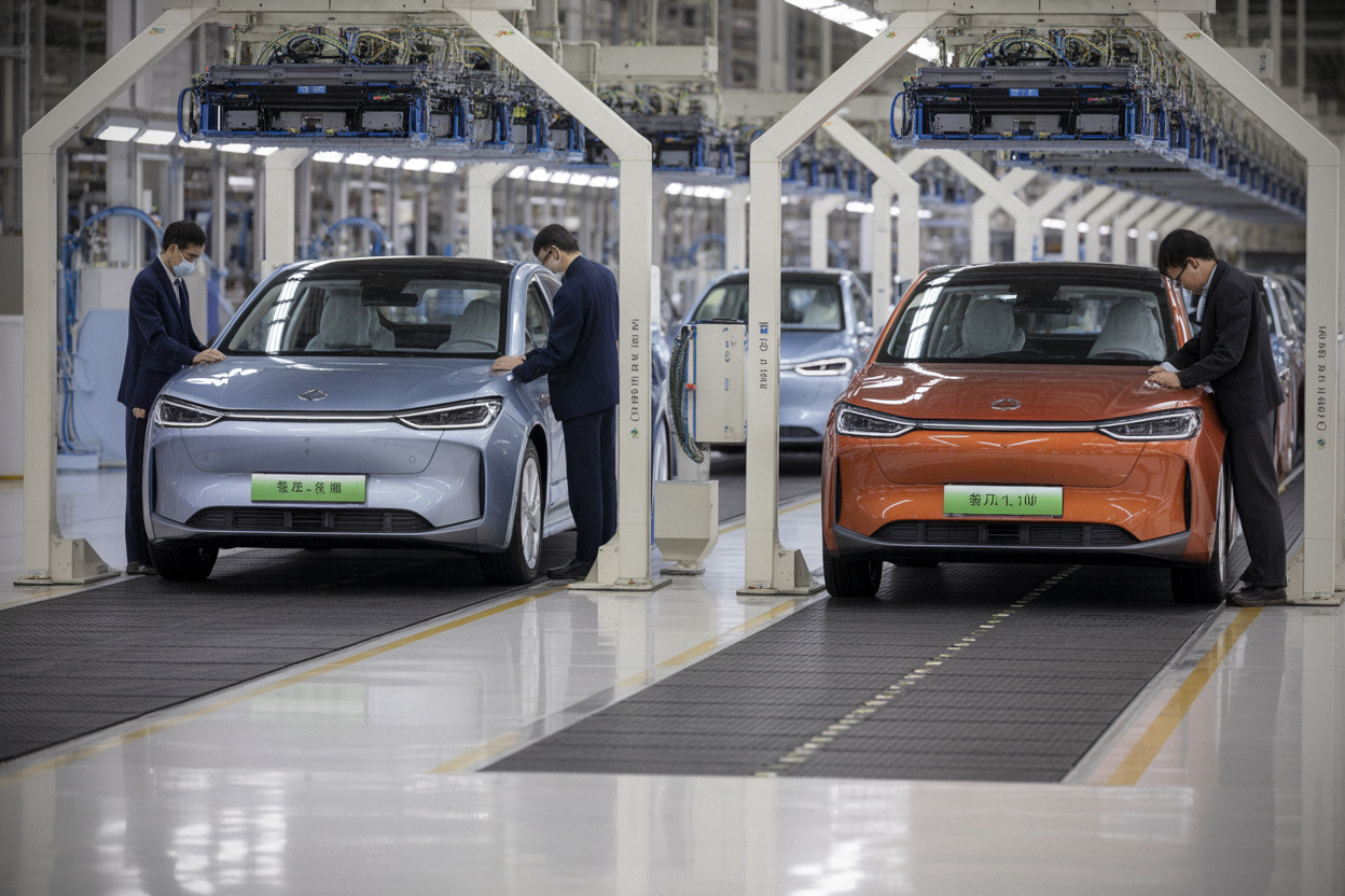 Chaîne de production chinoise de voitures électriques renouvelées rapidement