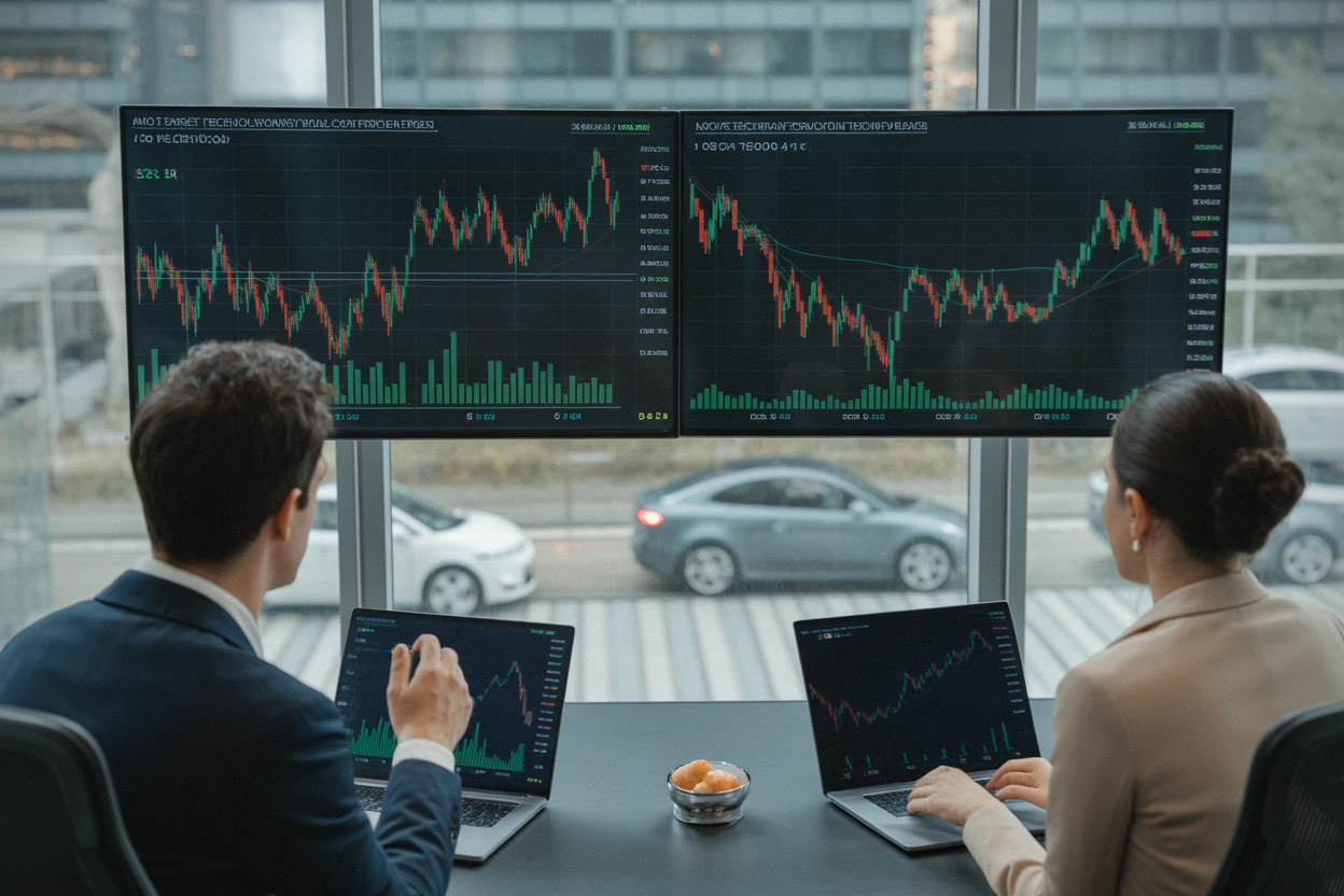 Analystes financiers suivant la valorisation record d'Amazon à Wall Street