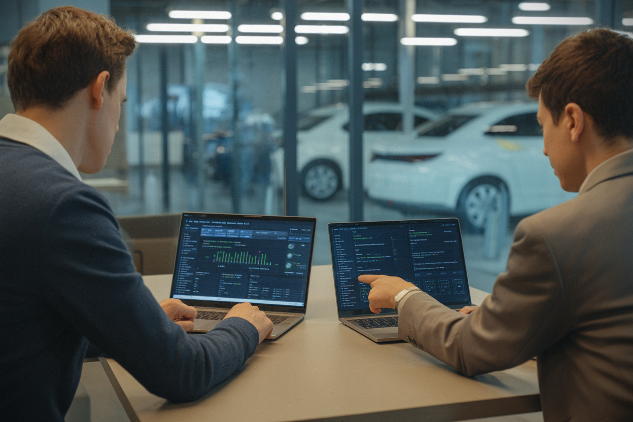 Ingénieurs comparant des outils IA de programmation en entreprise