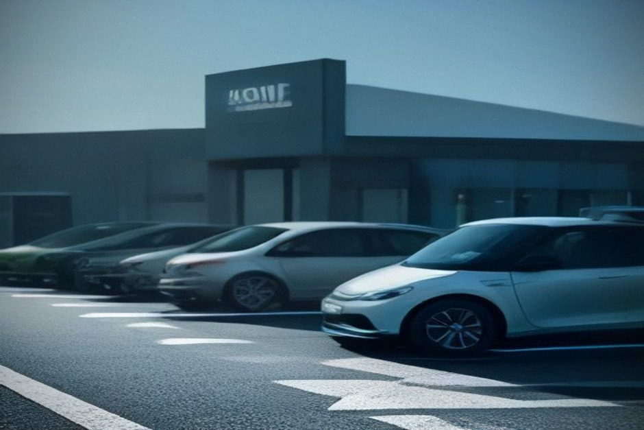 Borne rapide utilisée par une citadine électrique en périphérie
