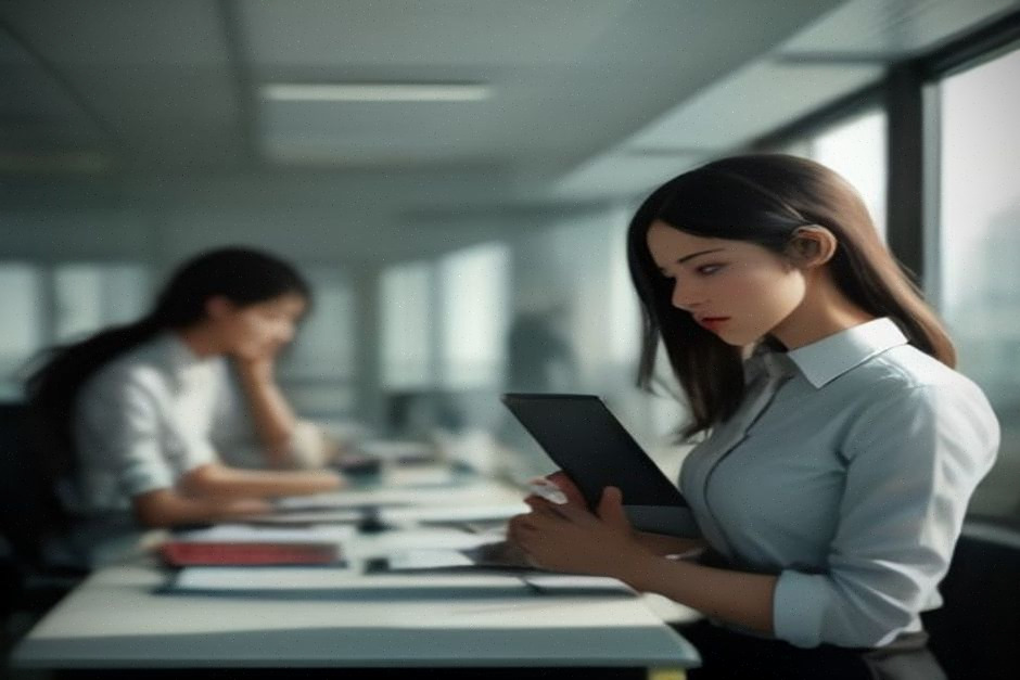 Équipe commerciale utilisant un agent IA métier au bureau