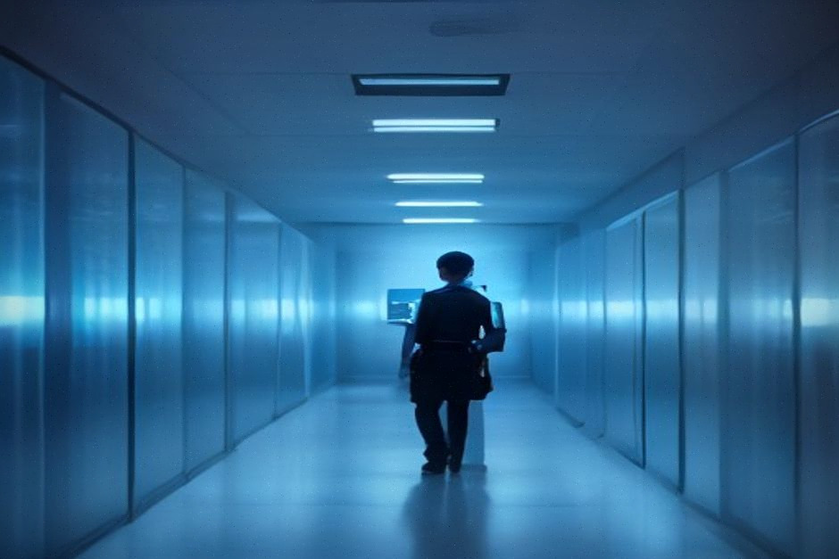 Ingénieur surveillant un centre de données européen sécurisé