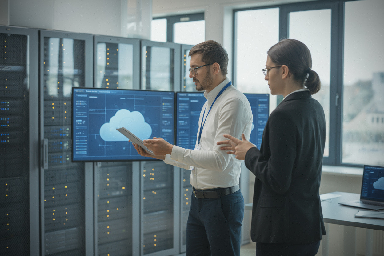 Équipe logicielle française travaillant sur une infrastructure cloud souveraine