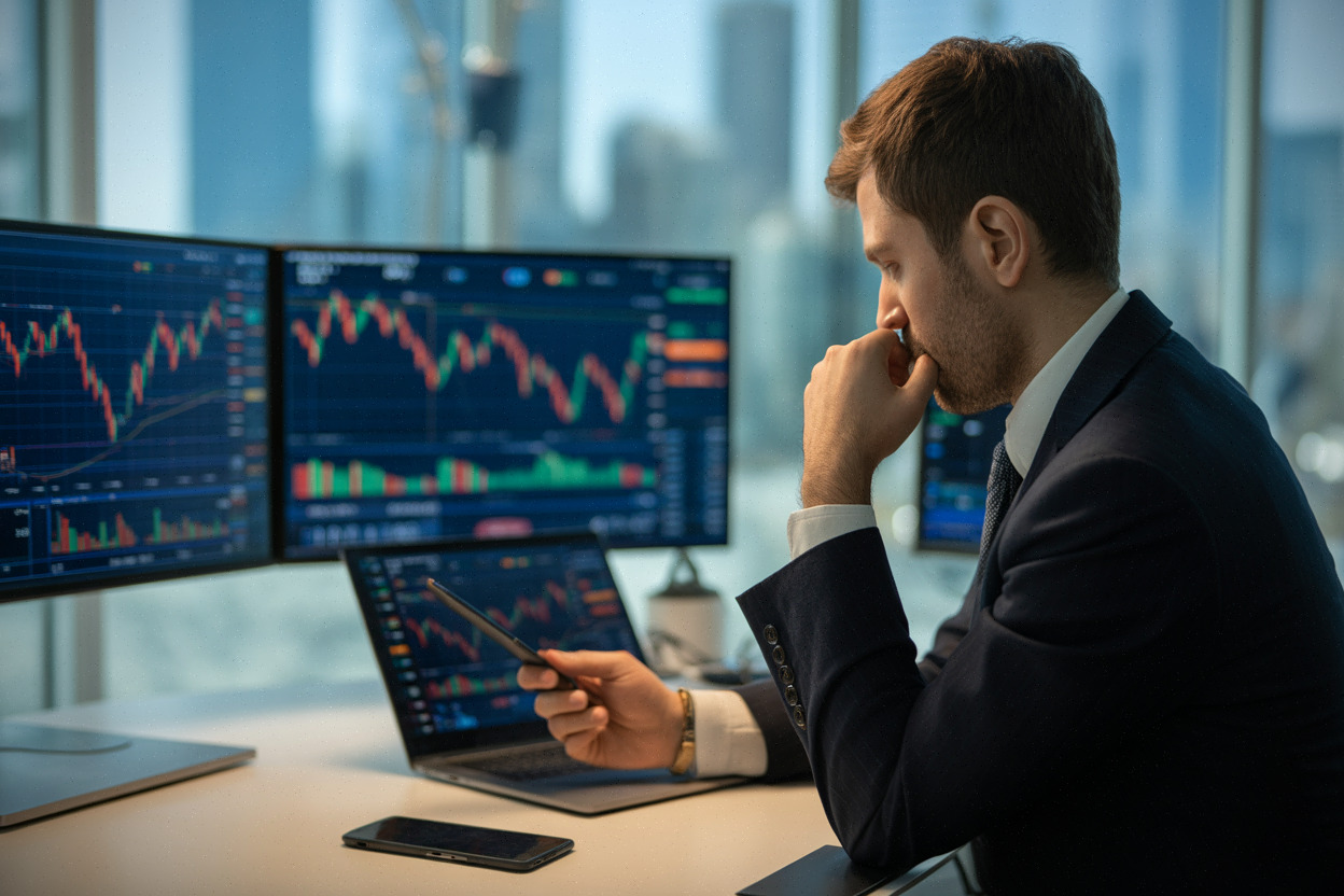Analyste financier suivant la hausse du titre Amazon à Wall Street