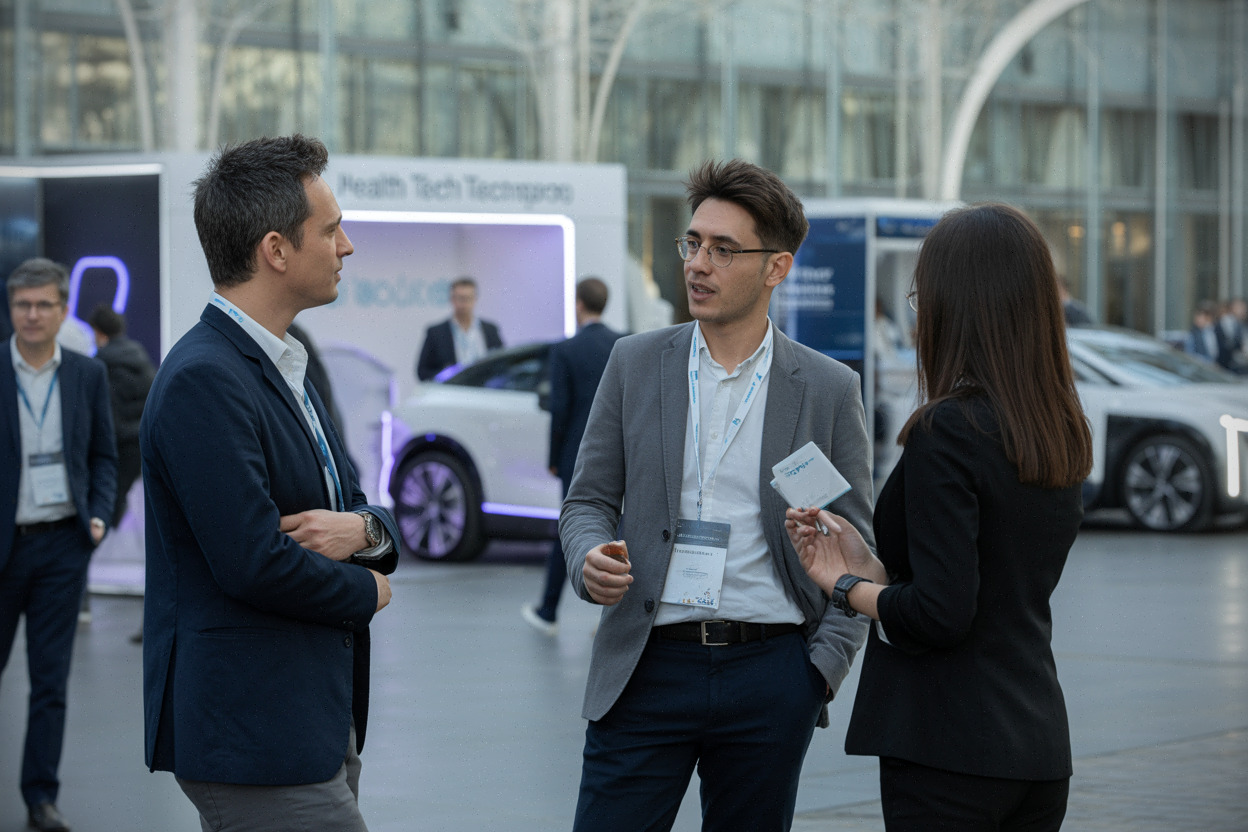 Dirigeants de santé numérique lors d'un salon technologique à Paris