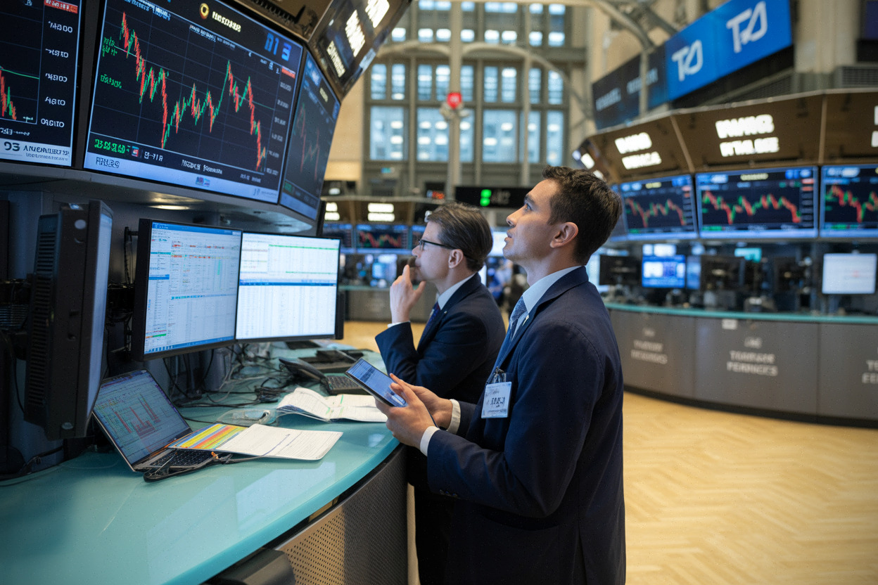Opérateurs de marché suivant la réaction de Wall Street à Amazon