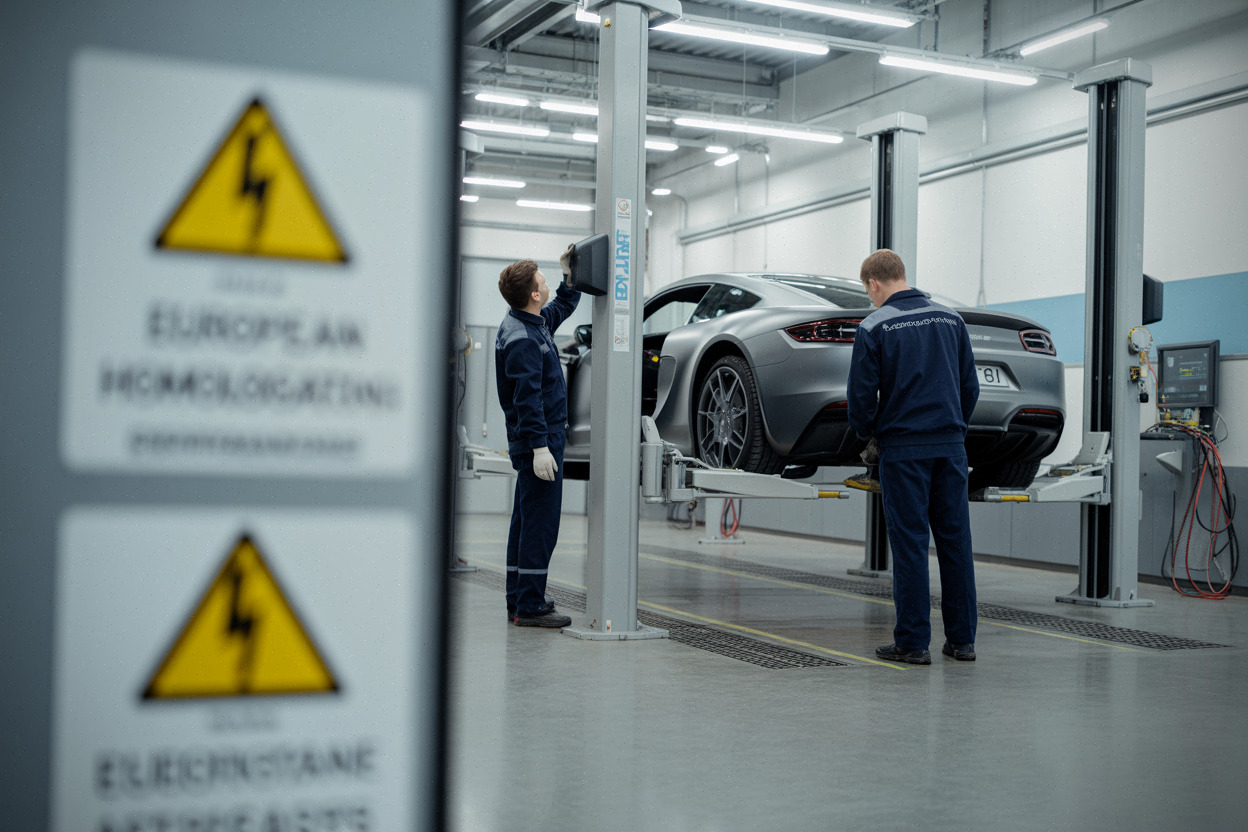 Homologation européenne d'une sportive électrique dans un centre technique