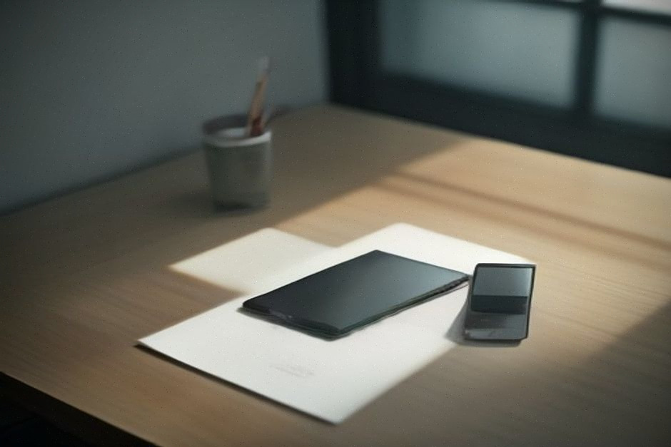Smartphones Samsung Galaxy pliants utilisés dans un bureau moderne