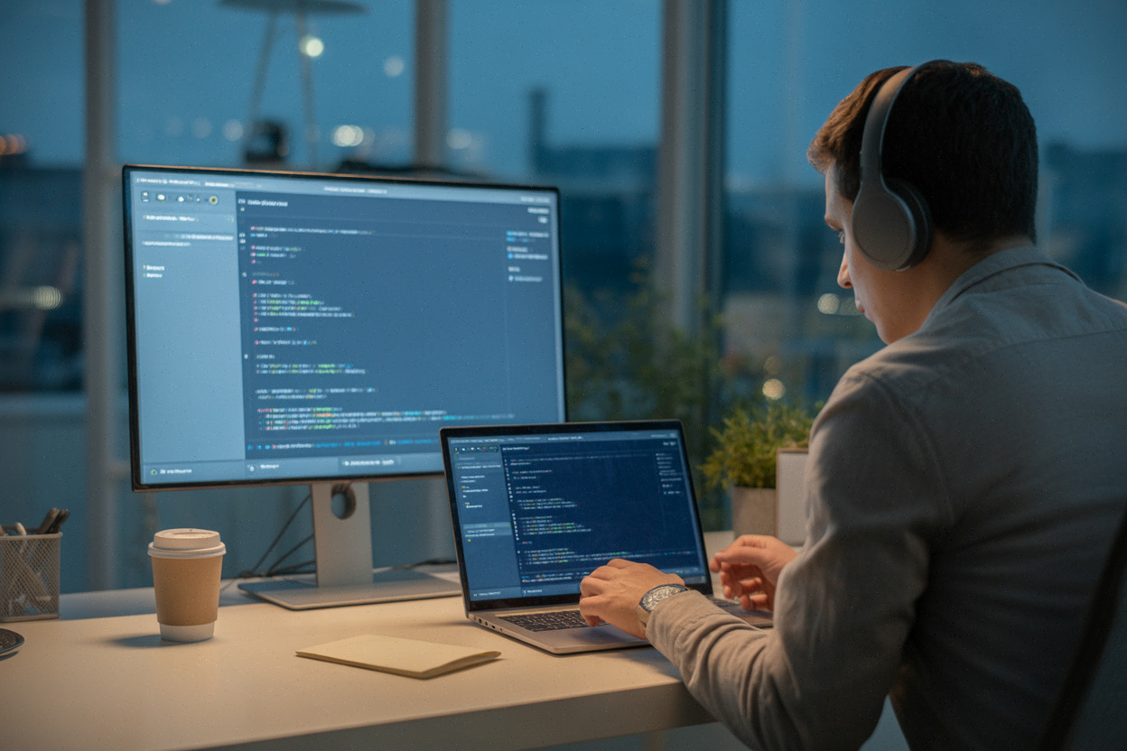 Développeur contrôlant du code généré par un agent IA