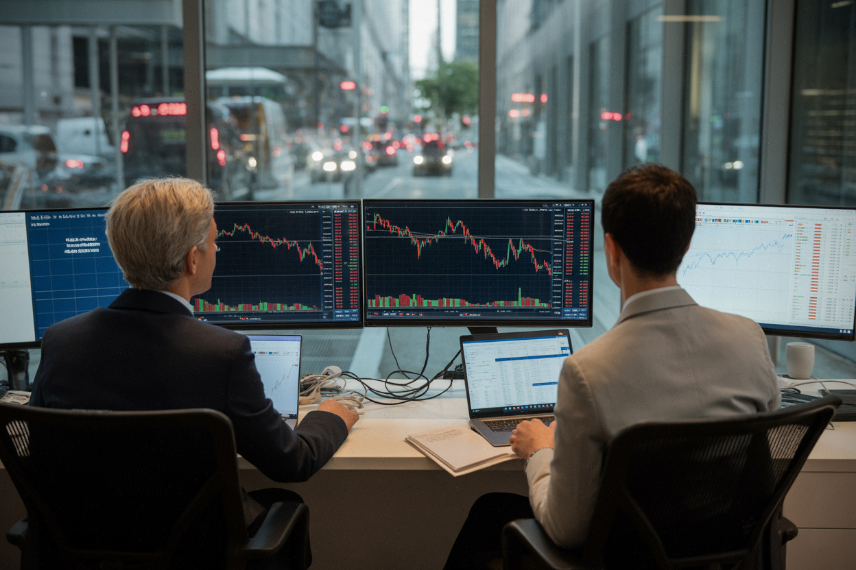 Salle de marché suivant le rebond de Microsoft à Wall Street