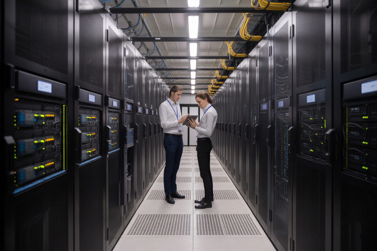 Serveurs IA dans un data center européen de haute performance