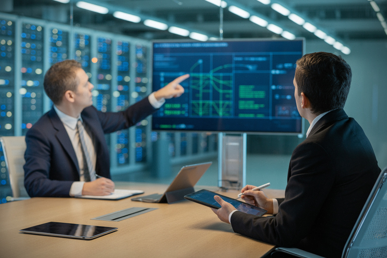 Direction informatique évaluant sécurité et coûts de l’IA cloud