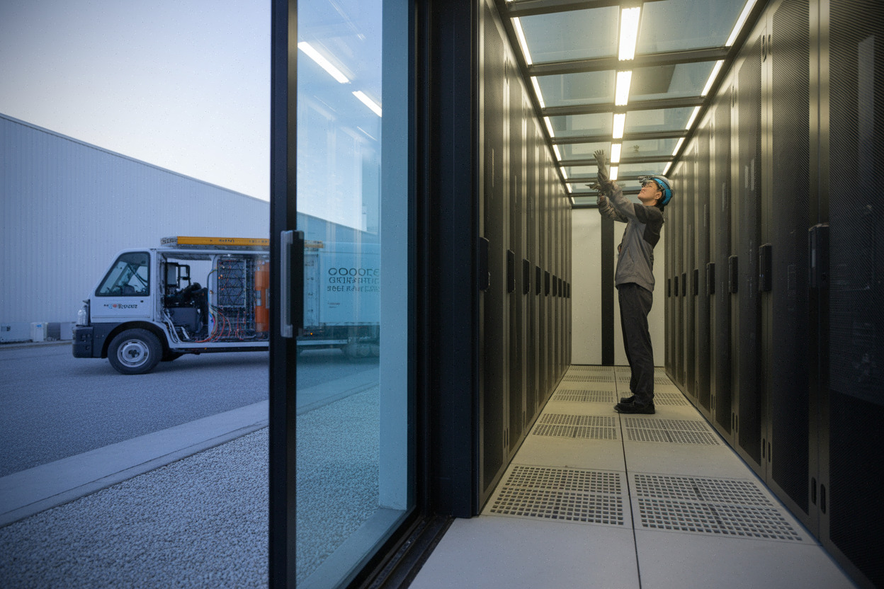 Centre de données cloud illustrant le rôle stratégique d'AWS
