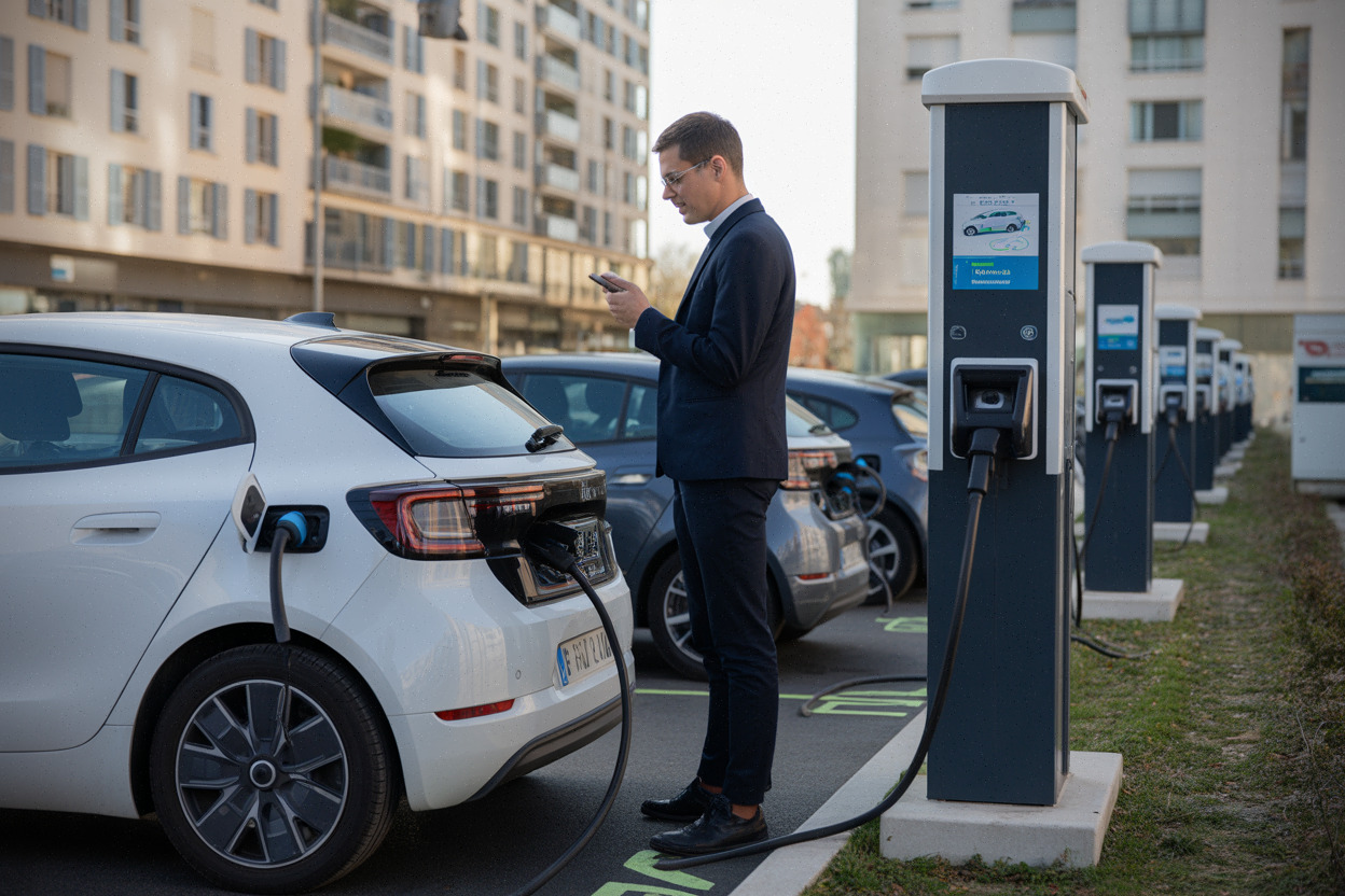 Bornes de recharge urbaines utilisées par des conducteurs de voitures électriques